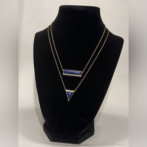 Stella & Dot Geometric Element Gold-toned Necklace Set with Blue Stones